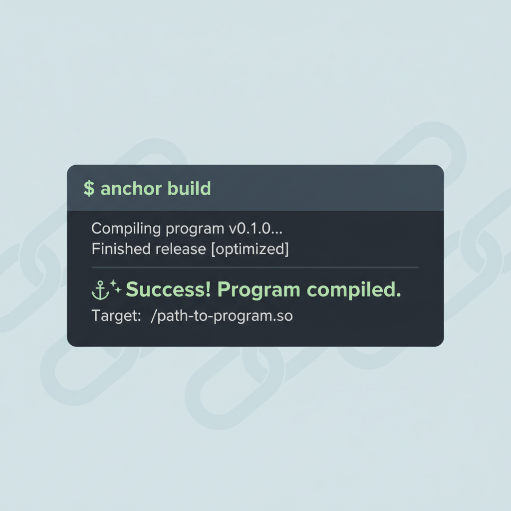 Anchor build command terminal Rust Solana program compilation success
