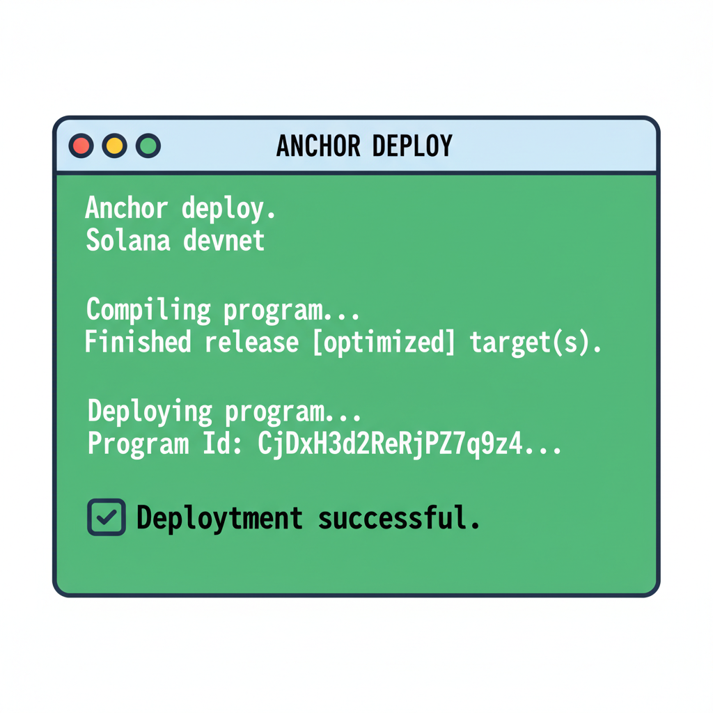 Anchor deploy terminal Solana devnet program ID output success